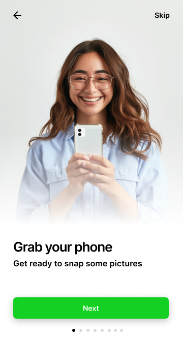 Woman taking a selfie for dental scan